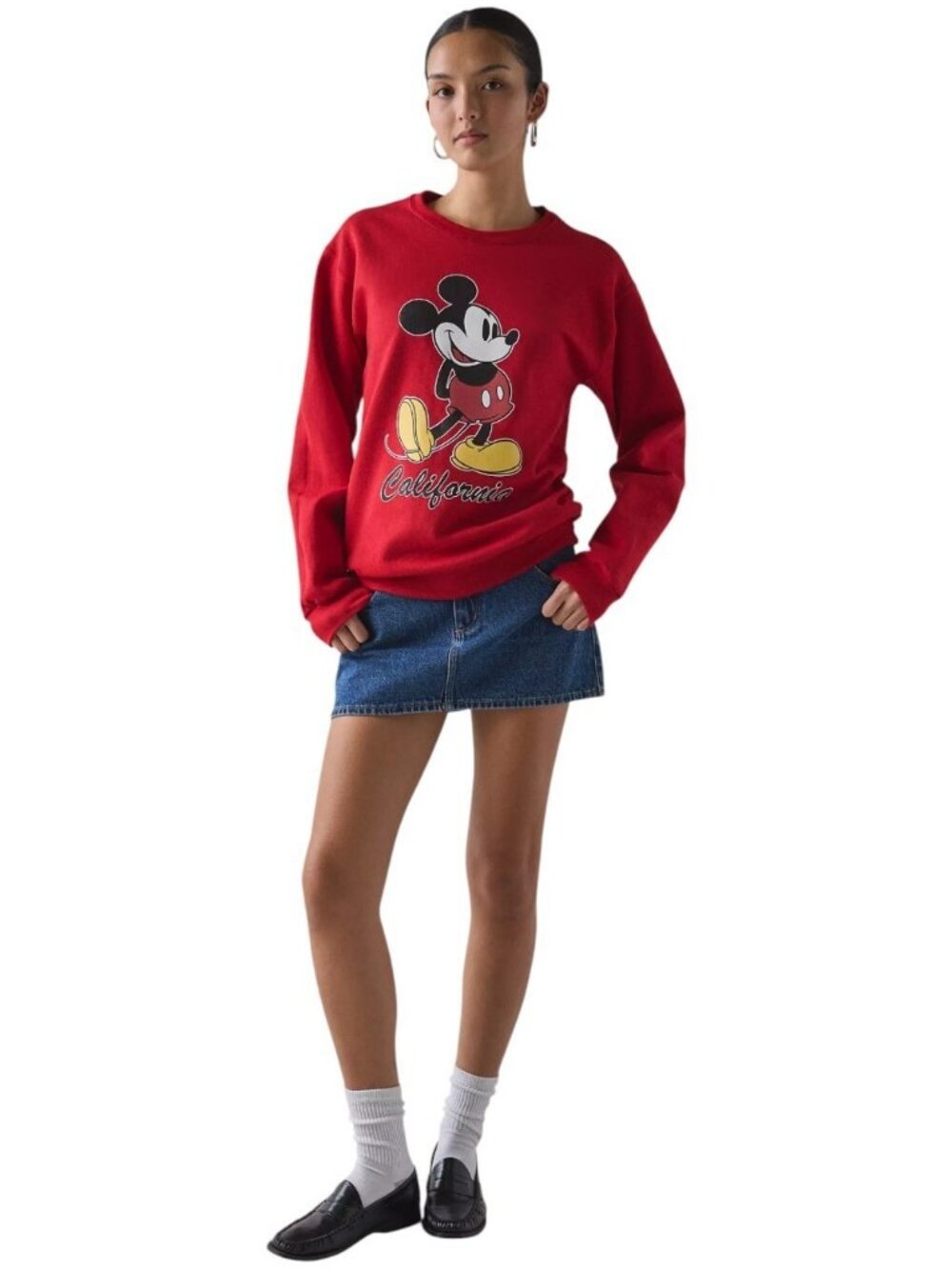 Disney Mickey Mouse Classic Pullover Sweatshirt Sweater Red Disneyland - SMALL - Picture 2 of 6